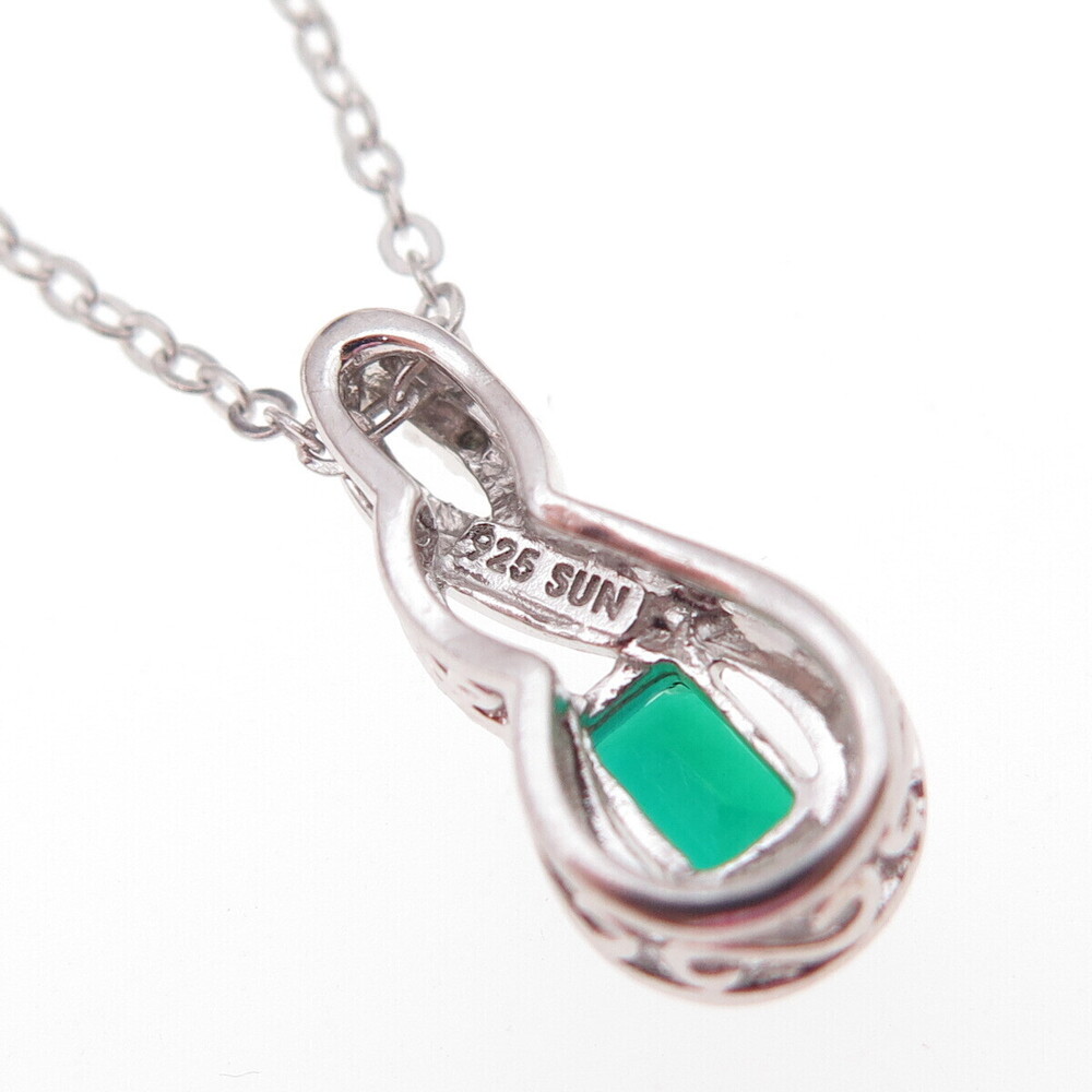 Sun 925 Sterling Silver Real Diamond Chrome Diopside Infinity Chain Necklace 18" - Picture 5 of 8